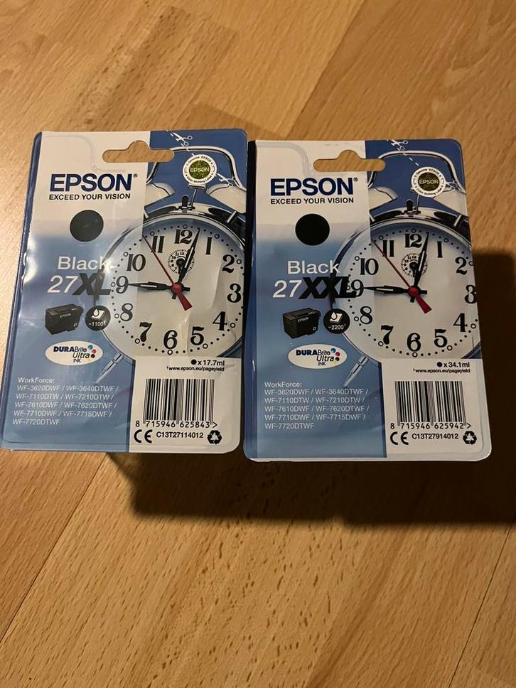 Epson 2 zwarte 27XXL printercartridges, Computers en Software, Printerbenodigdheden, Nieuw, Ophalen of Verzenden