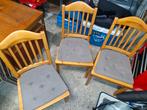 3 degelijke houten stoelen met kussen, Huis en Inrichting, Stoelen, Ophalen, Hout