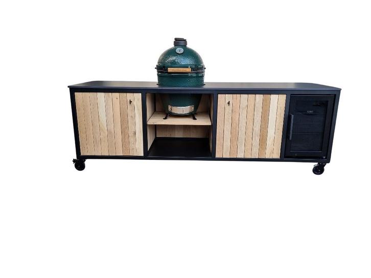 Luxe Buitenkeuken + BBQ Cooler - Staal & Dekton Sirius 273cm, Jardin & Terrasse, Cuisines extérieures, Neuf, Charbon, Autoportant