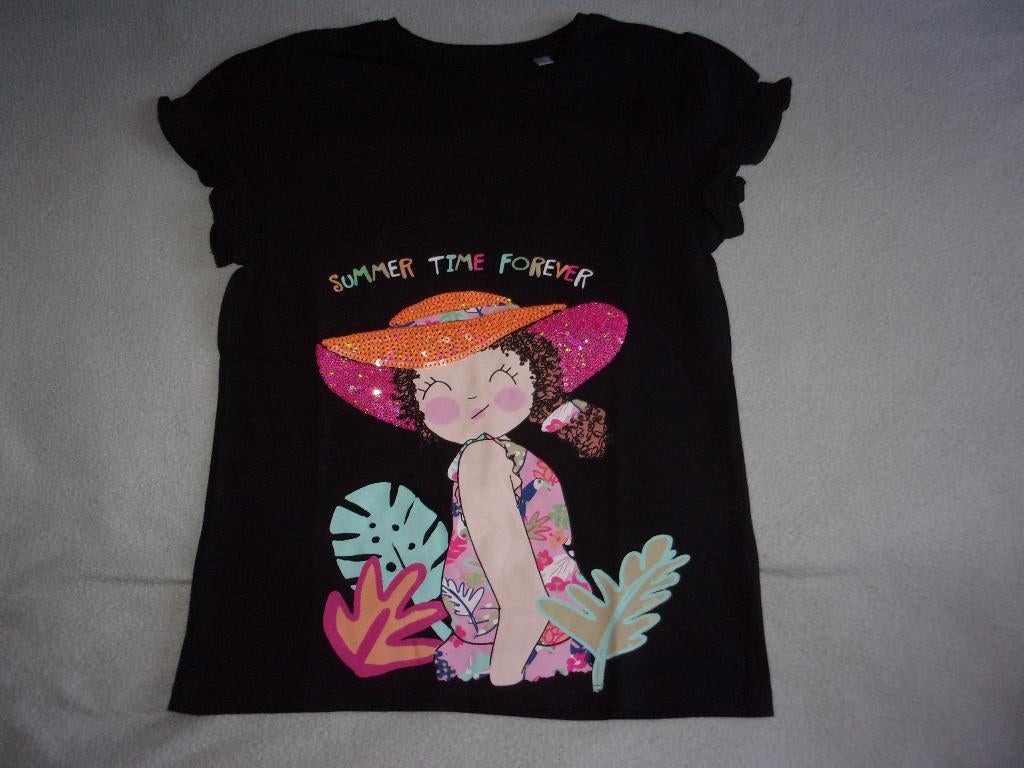 Leuke meisjes t - shirt. Maat 140., Kinderen en Baby's, Kinderkleding | Maat 140, C&A, Meisje, Ophalen of Verzenden, Zo goed als nieuw