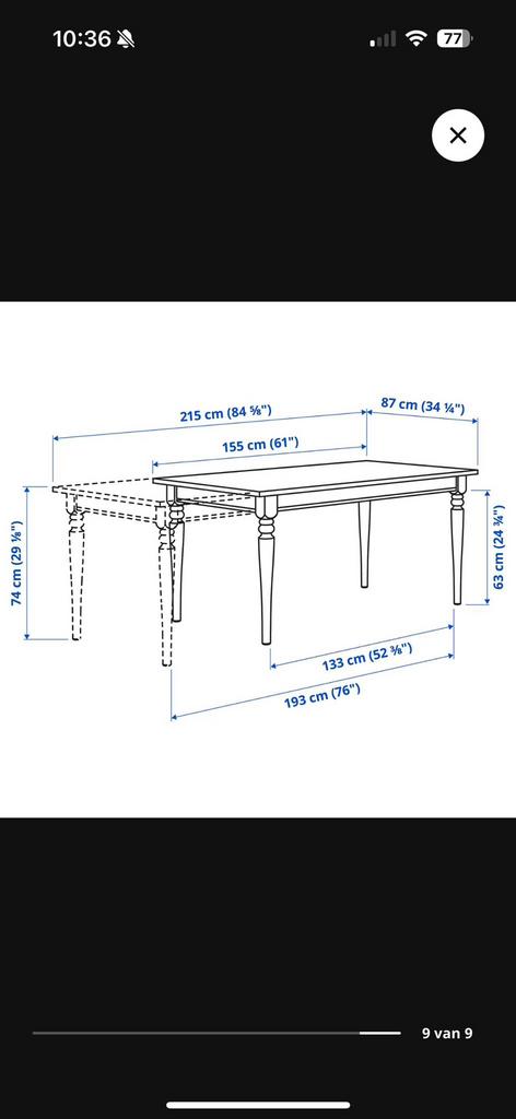 Table à manger à vendre (extensible), Enlèvement, Comme neuf