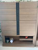 Hoge eike buffetkast met ingebouwde blauwe natuursteen, Ophalen, Zo goed als nieuw