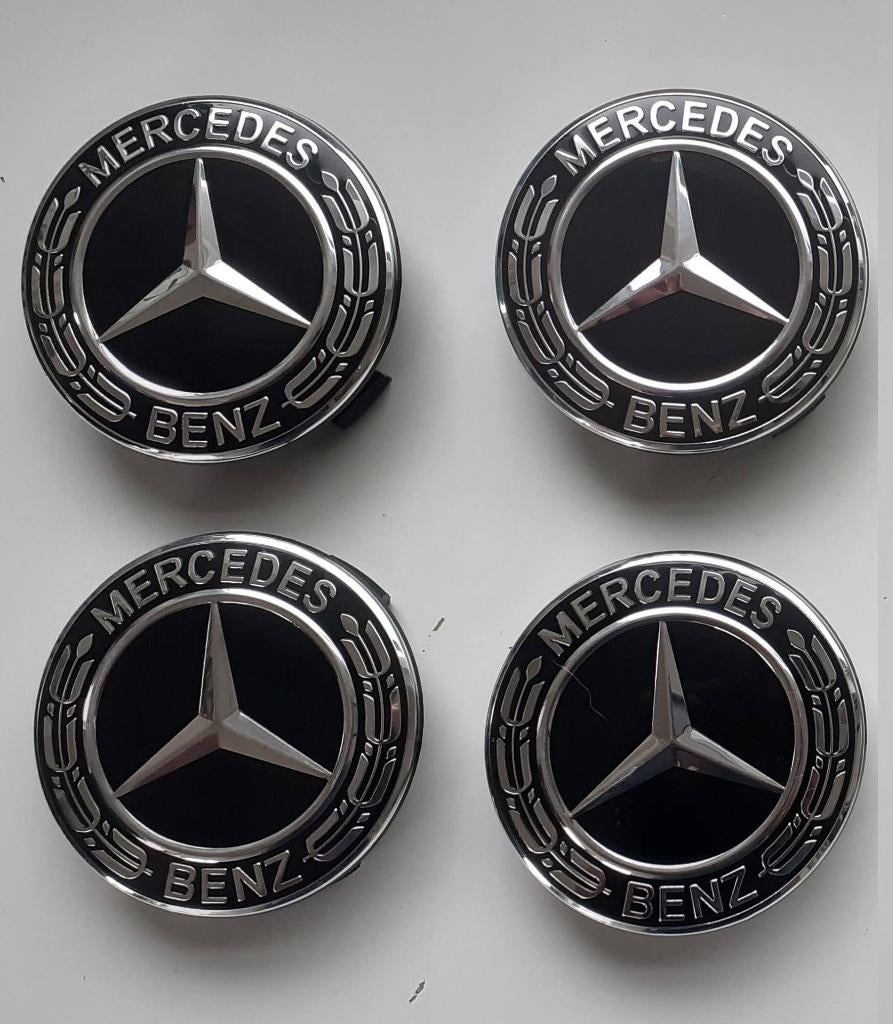 Lot de 4 caches-moyeux noirs Mercedes-Benz centre de roue, Enlèvement ou Envoi, Neuf