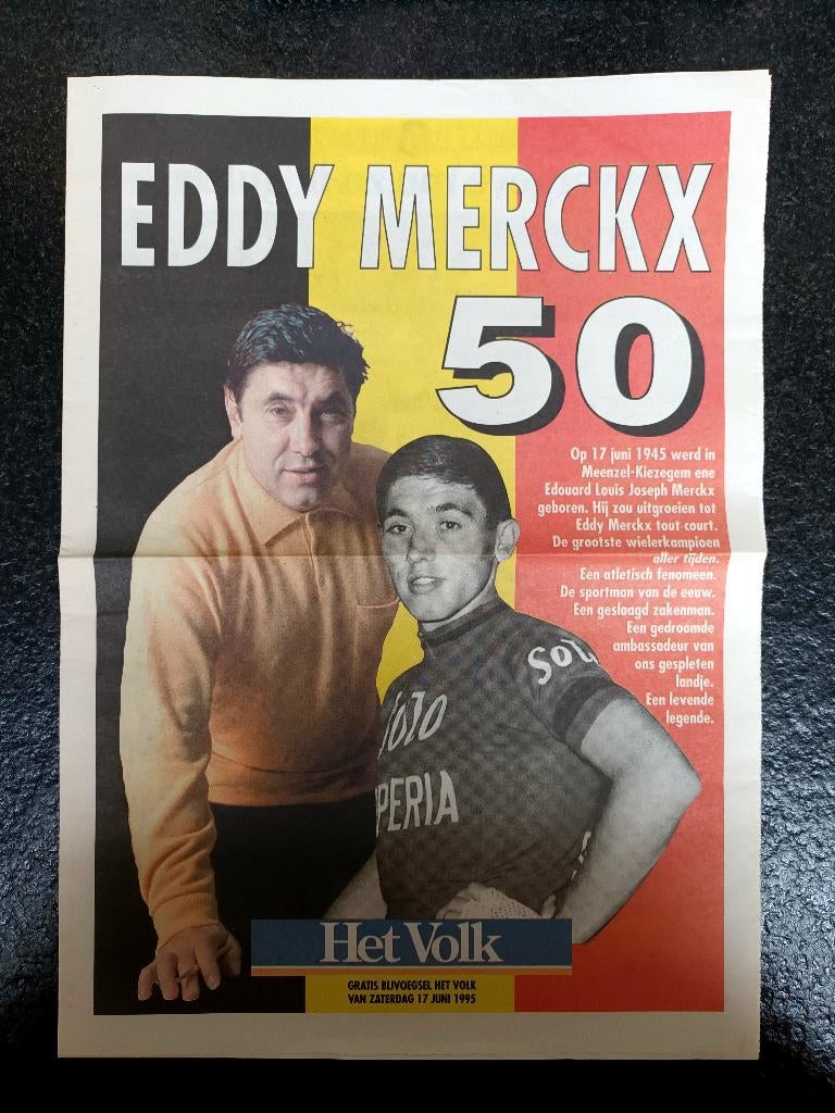 Eddy Merckx 50 + boekje Merckx overtrof ze allemaal, Livres, Journaux & Revues, Comme neuf, Journal, Envoi