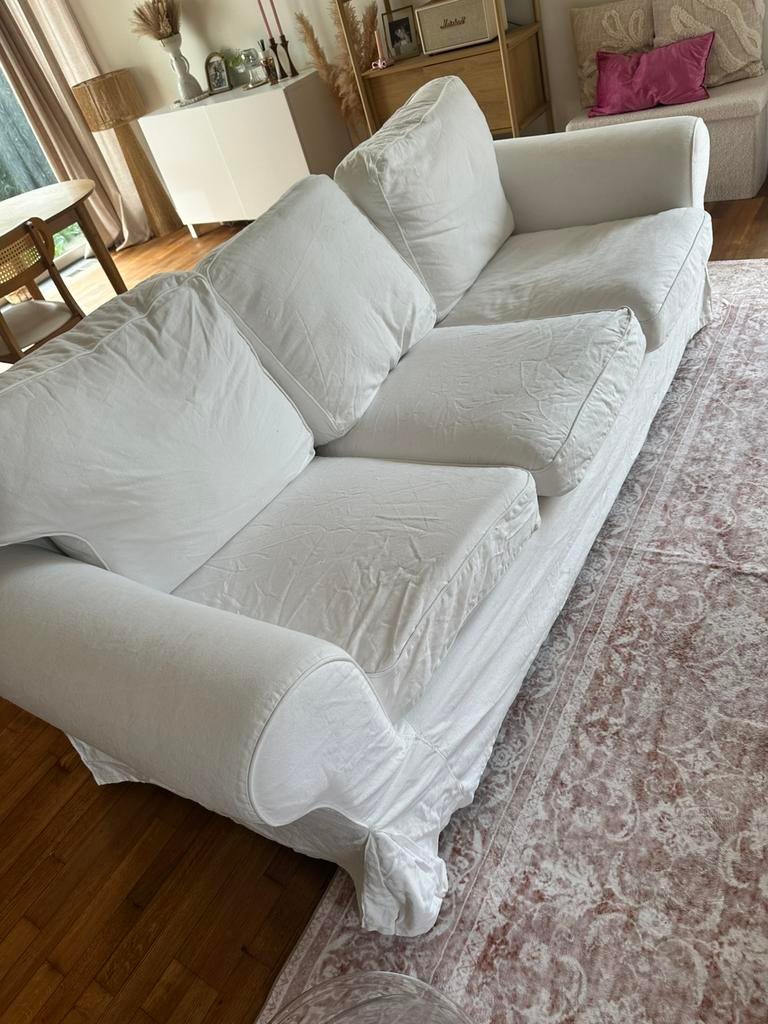 Ensemble de canape 2 places et 3 places en tissus blanc, Huis en Inrichting, Zetels | Zetels en Chaises Longues, Gebruikt, Stof