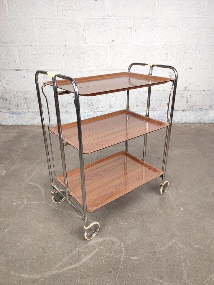 Vintage opvouwbare serveer trolley, Huis en Inrichting, Tafels | Sidetables, Ophalen