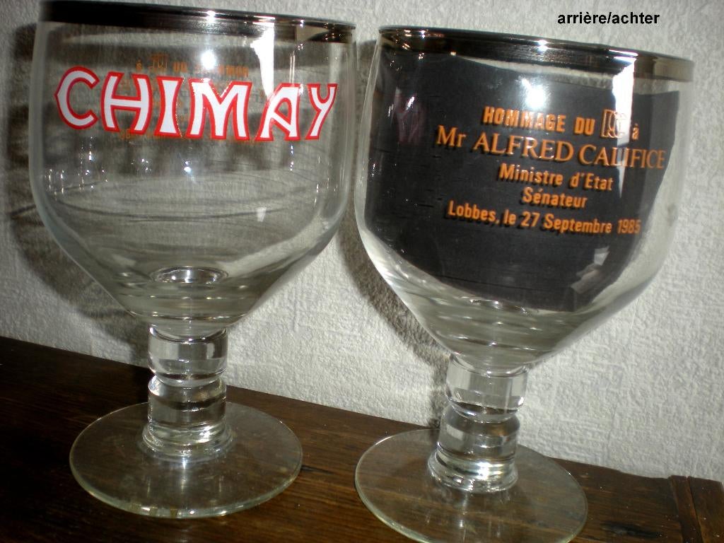 CHIMAY - 1985  "Hommage à  A. CALIFICE....", Collections, Marques de bière, Comme neuf, Verre ou Verres, Enlèvement ou Envoi