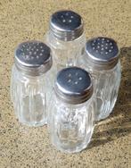 4x Glazen peper- en zoutvaatjes met metalen draaidop, Overige typen, Ophalen of Verzenden, Effen, Glas
