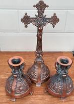 Antieke 3-delige Altaarset – Jean-Moïse Paquot (Luik). Koper, Antiek en Kunst, Ophalen of Verzenden