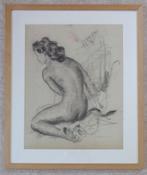 PAUL GRUSENMEYER / ZITTEND NAAKT / ORIGINEEL WERK / 87x73cm, Antiek en Kunst, Ophalen