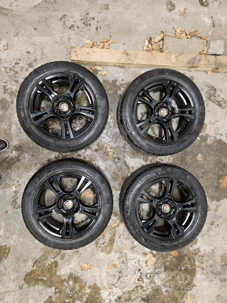 Zwarte velgen, professioneel gespoten. Alfa Romeo, 16 inch., Motoren, Tuning en Styling, Ophalen