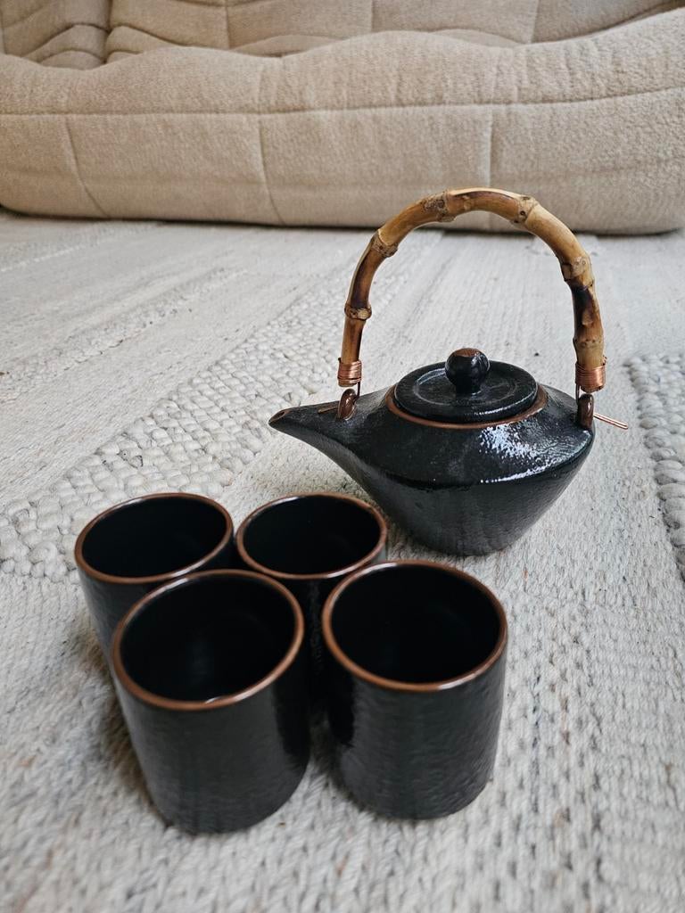 Magnifique service à thé japonais en argile avec manche en b, Enlèvement ou Envoi, Neuf, Poterie
