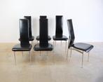 6x Fasem S44 leren stoelen door Giancarlo Vegni 80s Italy, Ophalen