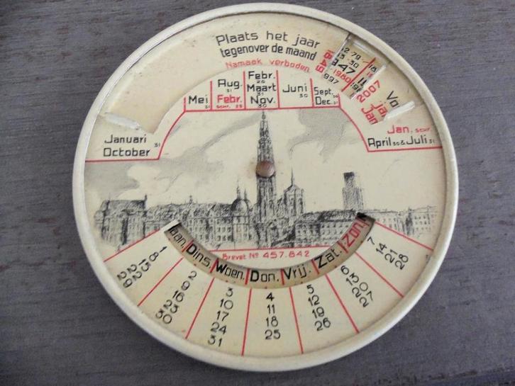 Calendrier en étain antique ! Anvers 1849-2007 ! C'est rare, Antiquités & Art, Curiosités & Brocante, Enlèvement ou Envoi