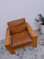 Grand fauteuil cuir vintage (2 dispo), Maison & Meubles, Fauteuils, Enlèvement, Comme neuf, Cuir