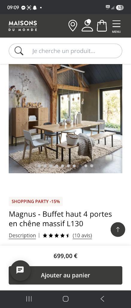 Buffet haut Maison du Monde en bois massif, Maison & Meubles, Armoires | Buffets, Comme neuf, 100 à 150 cm, 100 à 150 cm, 25 à 50 cm