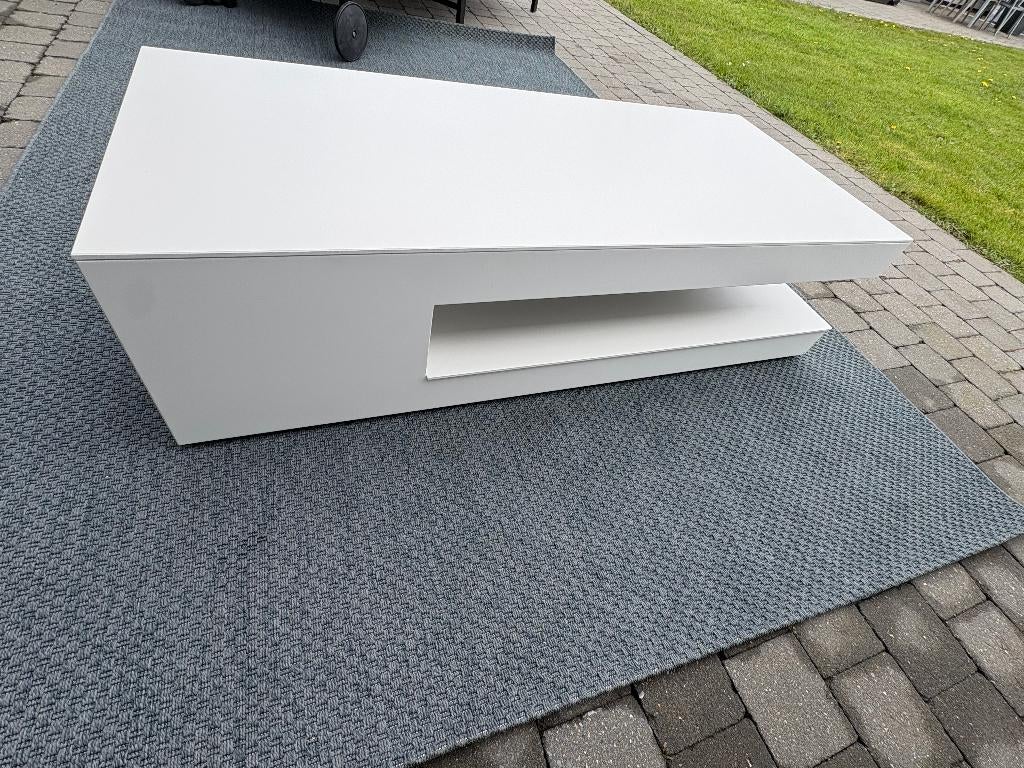 Wit modern salontafel, Ophalen, Gebruikt, 100 tot 150 cm, 50 tot 100 cm