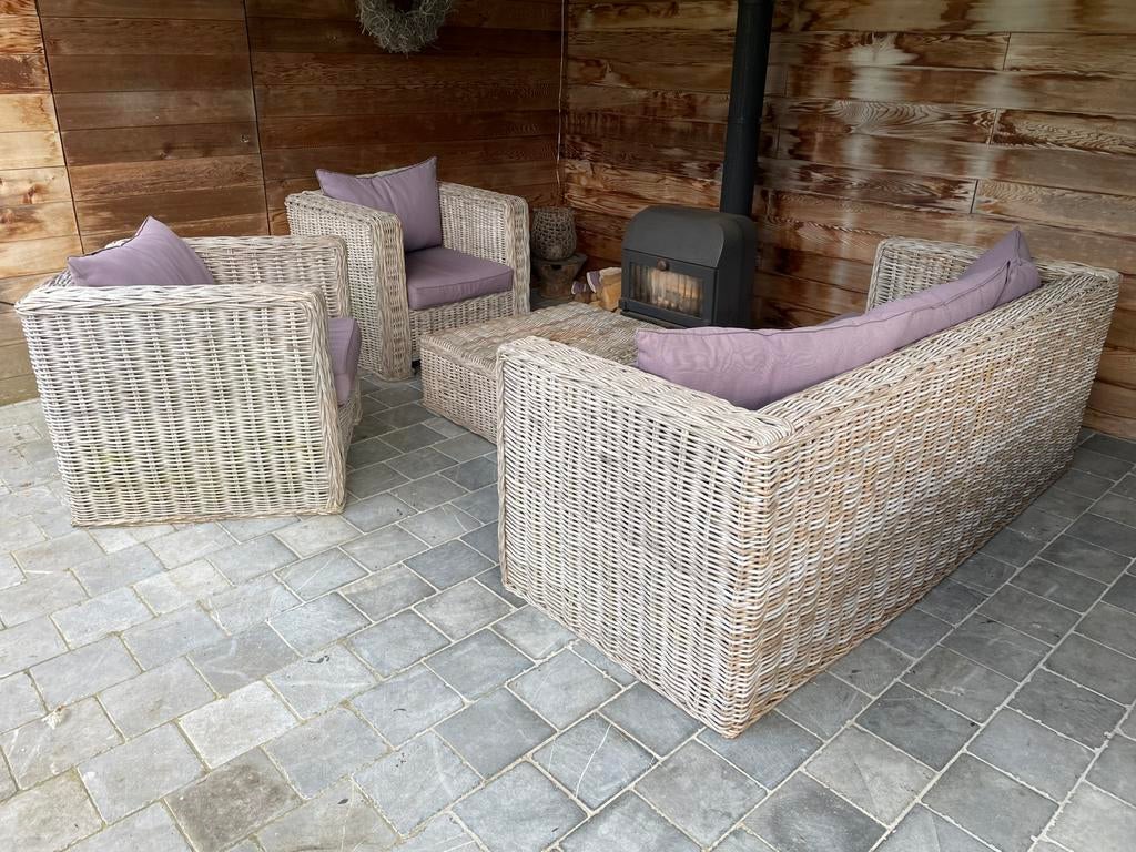 Natuur rotan lounge set, Ophalen, 5 zitplaatsen, Gebruikt, Rotan