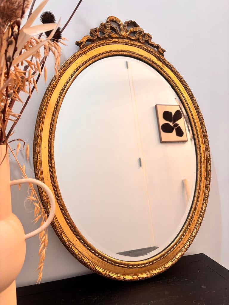 Antieke gouden spiegel •Vintage • Geslepen glas • Ophangbaar, Antiquités & Art, Antiquités | Miroirs, Enlèvement