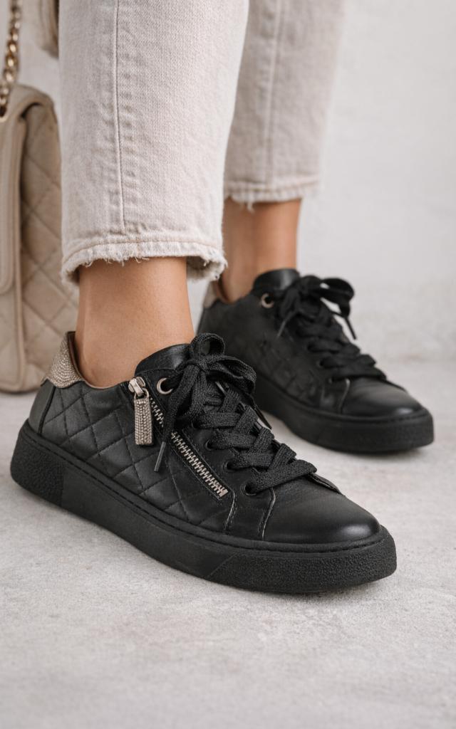 DL Sport leren sneakers maat 39, Zwart, Ophalen of Verzenden, Zo goed als nieuw, Sneakers