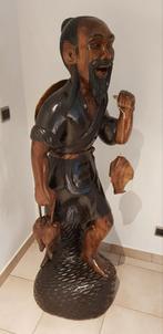Levensgroot massief houten beeld Thaise visser, Antiek en Kunst, Ophalen
