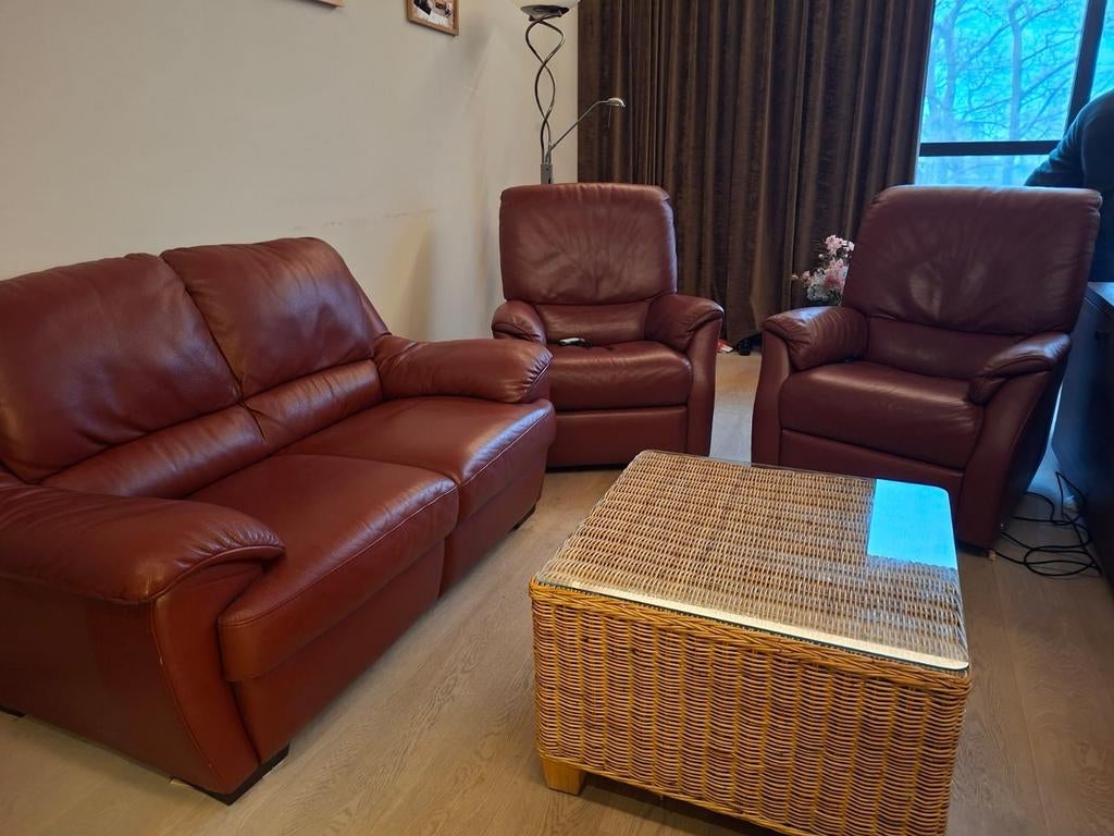 Lederen salon Natuzzi (Italiaans fabrikant) kwaliteitsleder., Maison & Meubles, Enlèvement