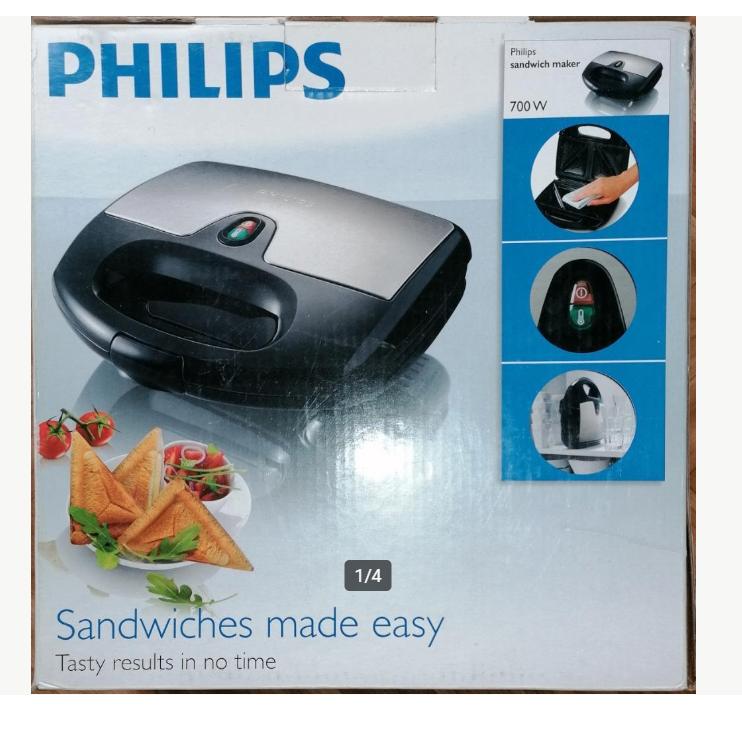 Philips tosti-ijzer, broodrooster, 700w, gloednieuw, Ophalen, Nieuw, Uitneembare kruimellade