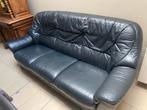 Zwarte ledrren zetel 3-zit, Huis en Inrichting, Zetels | Zetels, Ophalen, Zo goed als nieuw