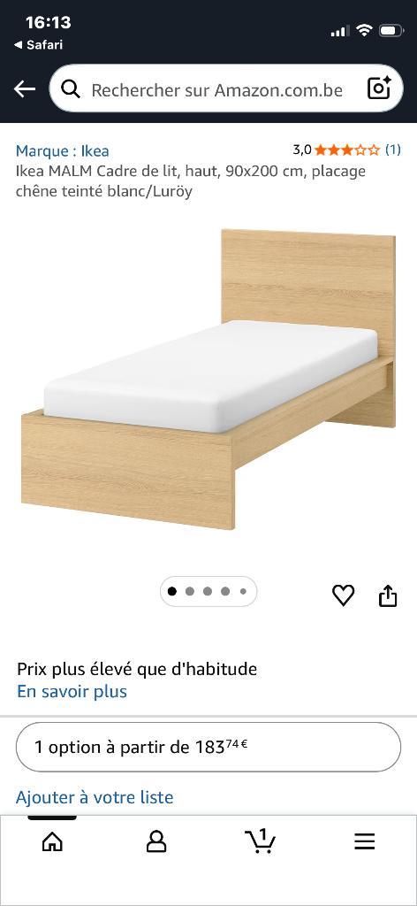 Lit 1 personne 90x200, Maison & Meubles, Chambre à coucher | Lits, Utilisé, Une personne, 90 cm, 200 cm, Bois, Blanc, Enlèvement