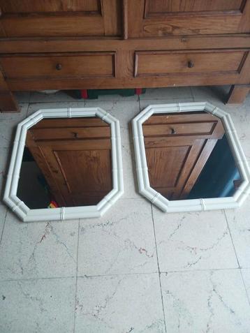 Paire de miroirs vintage en faux bambou, Enlèvement ou Envoi