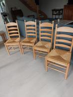 Ensemble de 4 chaises de salle à manger avec assise en osier, Maison & Meubles, Brun, Enlèvement, Utilisé, Bois