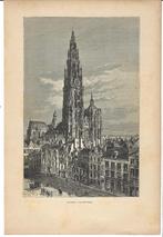 1880 - Antwerpen / de OLV-kathedraal, Antiek en Kunst, Kunst | Etsen en Gravures, Verzenden