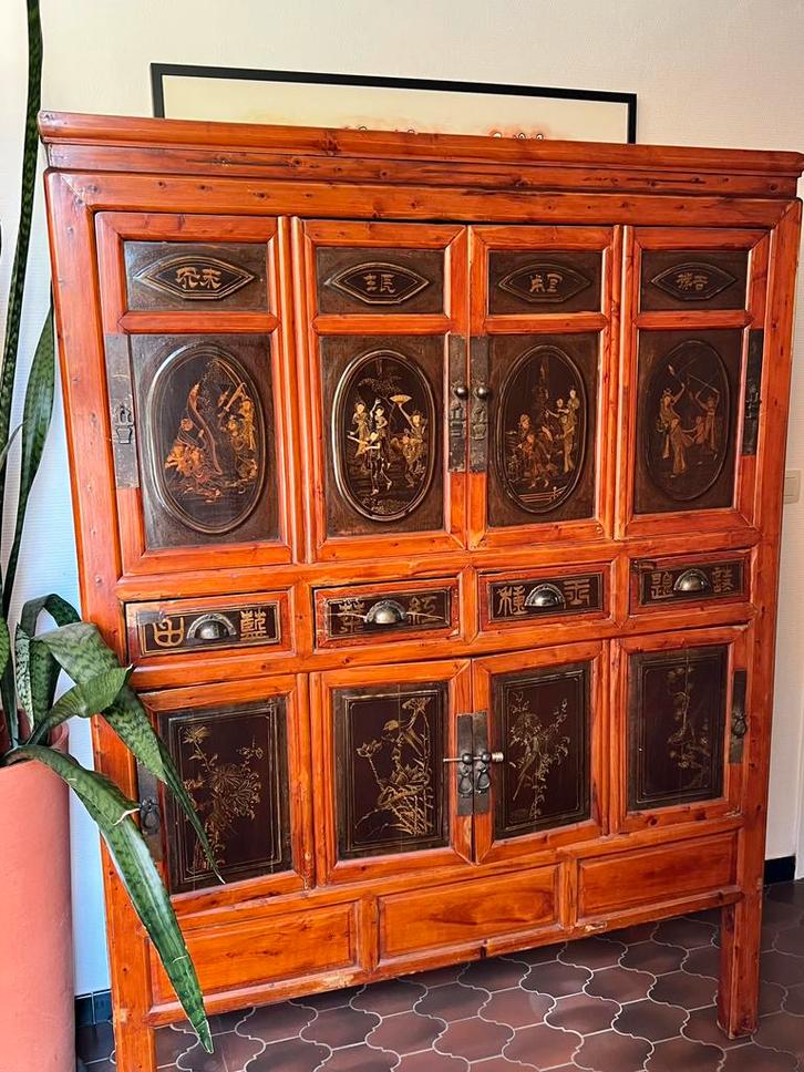Antieke Chinese bruiloftkast - ca. 1900 - met certificaat, Antiek en Kunst, Antiek | Meubels | Kasten, Ophalen