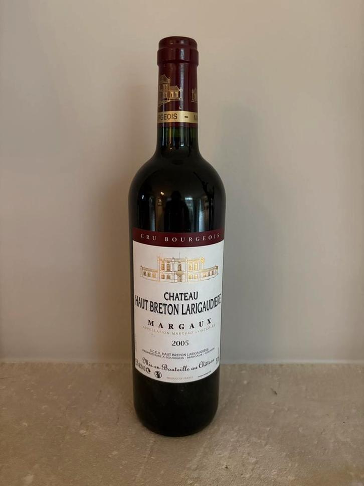 Fles wijn chateau Haut Breton margaux 2005 perfect bewaard, Verzamelen, Wijnen, Nieuw, Rode wijn, Frankrijk, Vol, Ophalen of Verzenden