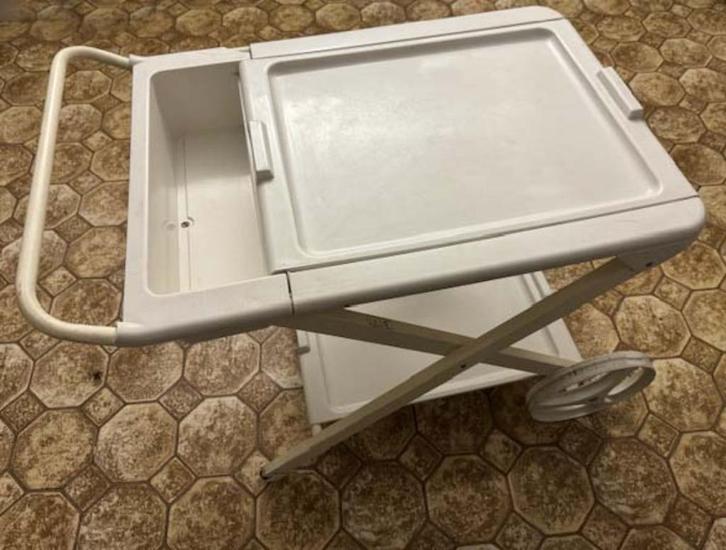 Wit dienstwagentje voor tuin: terras of keuken – metaal-PVC, Huis en Inrichting, Woonaccessoires | Overige, Gebruikt, Ophalen of Verzenden