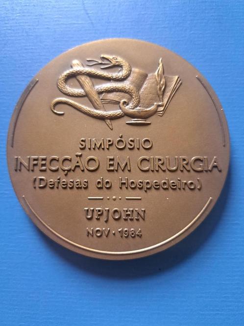 1984 Portugal medaille symposium firma Upjohn, Postzegels en Munten, Penningen en Medailles, Brons, Verzenden