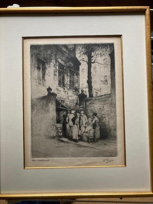 Kurt Peiser " Achterbuurt" gravure signée numérotée, Antiek en Kunst, Kunst | Etsen en Gravures, Ophalen of Verzenden