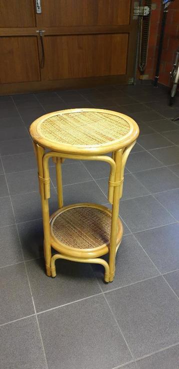 Bamboe bijzettafeltje, Rond, Ophalen of Verzenden, Zo goed als nieuw, 60 cm of meer