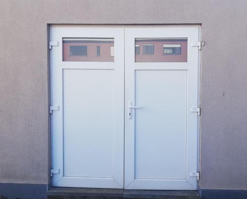 PVC dubbele buitendeur halfglas, Doe-het-zelf en Bouw, Deuren en Vliegenramen, Gebruikt, Buitendeur, 200 tot 215 cm, 120 cm of meer