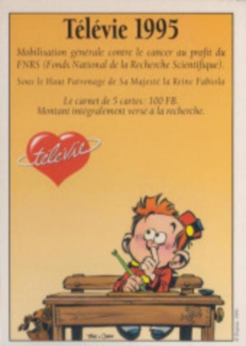Carnet de 5 cartes du Petit Spirou (Télévie 1995)., Collections, Personnages de BD, Neuf, Image, Affiche ou Autocollant, Gaston ou Spirou