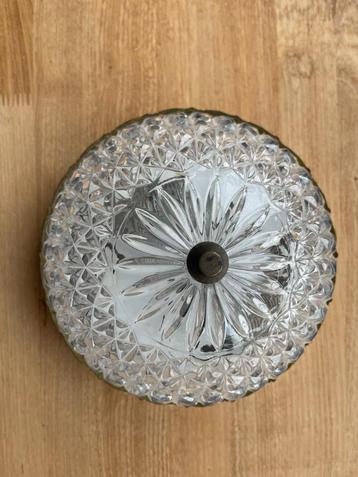 plafonnier en verre vintage, Enlèvement ou Envoi, Utilisé, Métal, Sixties sjiek