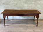 Antieke boerentafel - 210 x 95 cm + 80 cm hoog / 1 lade, Ophalen of Verzenden