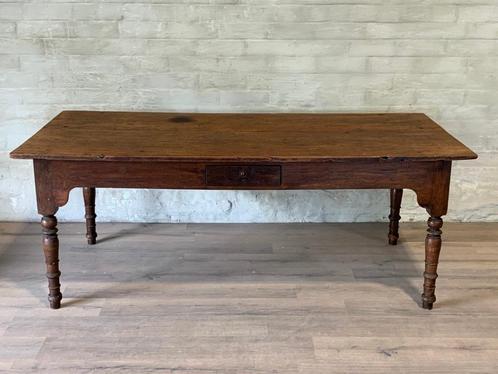Antieke boerentafel - 210 x 95 cm + 80 cm hoog / 1 lade, Antiek en Kunst, Antiek | Meubels | Tafels, Ophalen of Verzenden