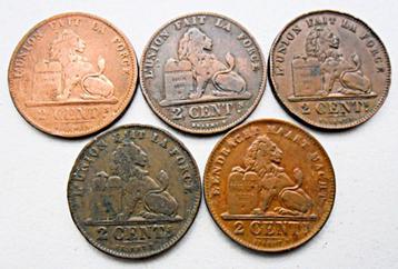lot (2) 5 munten van 2 cent (Leopold II & Albert I) beschikbaar voor biedingen