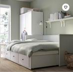 Bedbank met 3 lades, 2 matrassen inbegrepen, wit, 80x200 cm, Huis en Inrichting, Slaapkamer | Bedden, Ophalen, 80 cm, Hout, Verstelbaar