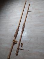 2 houten gordijnroeden + ringen, Ophalen, Gebruikt, 200 cm of meer