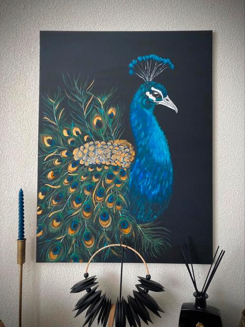 Schilderij Pauw ByJ&S🦚, Huis en Inrichting, Woonaccessoires | Schilderijen, Tekeningen en Foto's, Nieuw, Schilderij, Oorspronkelijke maker