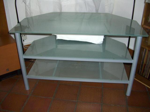 Table TV en coin Métal & verre, Maison & Meubles, Armoires | Mobilier de télévision, Comme neuf, Moins de 100 cm, 50 à 100 cm