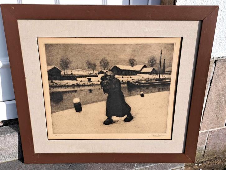 eau forte maternite signe pierre paulus, Antiquités & Art, Art | Eaux-fortes & Gravures, Enlèvement ou Envoi