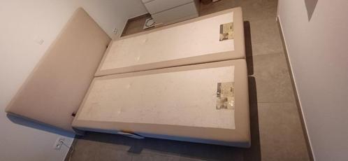boxspring 160cm op 200cm matras, Huis en Inrichting, Slaapkamer | Boxsprings, Gebruikt, 160 cm, 220 cm, Tweepersoons, Beige, Ophalen